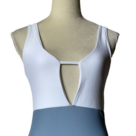 SHEIN Blue & White Color Block One Piece Bathing Suit (Medium) - Picture 7 of 10